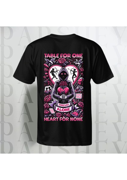 Forever Alone Baskılı Unisex Yarım Kollu Bisiklet Yaka Oversize T-Shirt %100 Pamuk