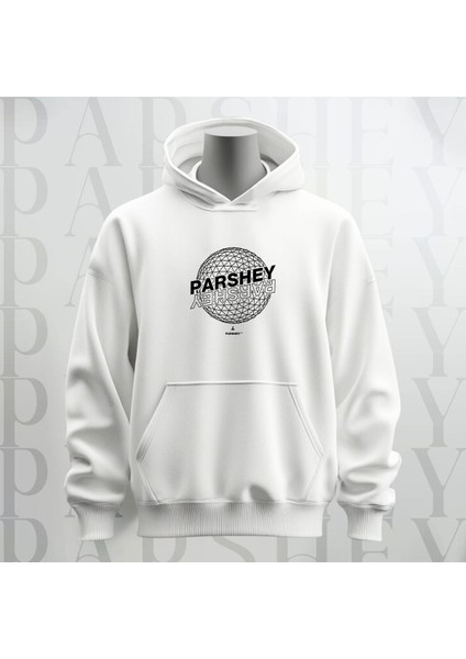 Dünya Deseni Baskılı Kapüşonlu Sweatshirt Hoodie Yünlü Kalın Kumaş 3 Iplik Şardonlu