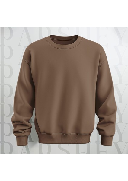 2024 Yazı Baskılı Bisiklet Yaka Sweatshirt Kalın Kumaş 3 Iplik