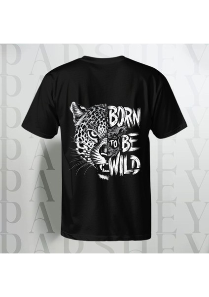 Born To Be Wild Tiger Baskılı Yarım Kollu Bisiklet Yaka Pamuk Oversize T-Shirt