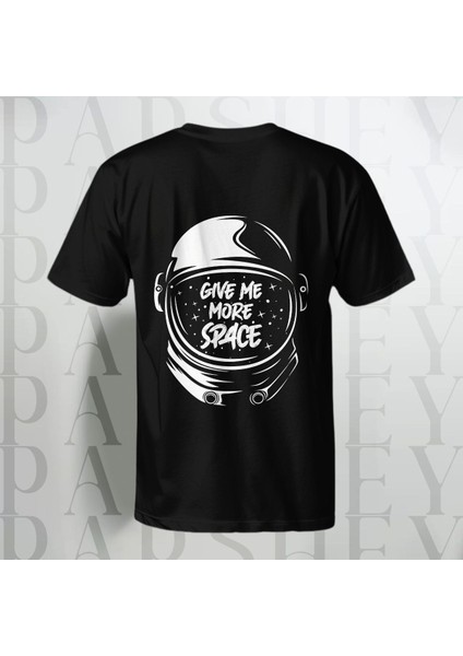 Give Me More Space Baskılı Yarım Kollu Bisiklet Yaka Pamuk Oversize T-Shirt