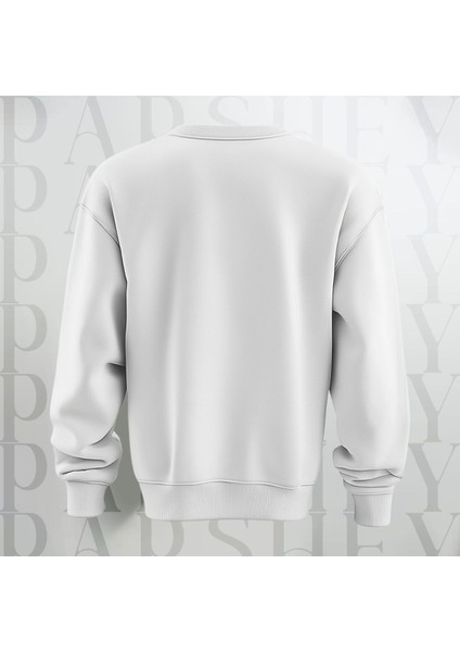 Mustafa Kemal Atatürk Baskılı Beyaz Bisiklet Yaka Sweatshirt Kalın Kumaş 3 Iplik fiyatları