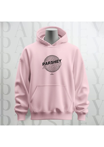 Dünya Deseni Baskılı Kapüşonlu Sweatshirt Hoodie Yünlü Kalın Kumaş 3 Iplik Şardonlu