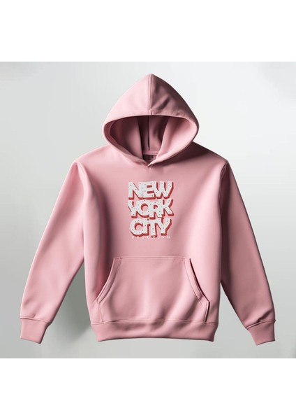 New York City Nyc Kapüşonlu Sweatshirt Hoodie Kalın Kumaş 3 Iplik Şardonlu