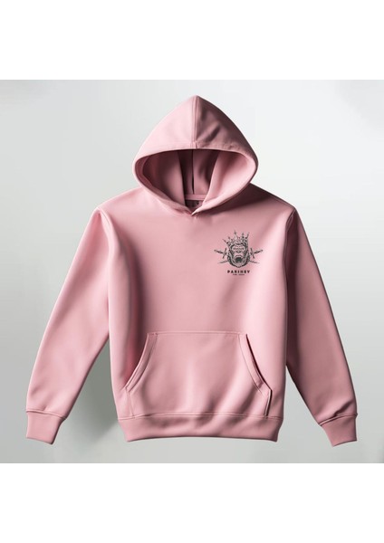 Goril Desenli Kapüşonlu Sweatshirt Hoodie Kalın Kumaş 3 Iplik Şardonlu