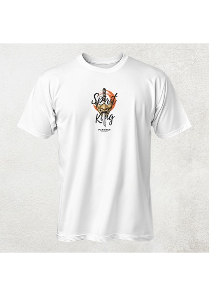 Spirit King Desenli Yarım Kollu Bisiklet Yaka Pamuk Oversize T-Shirt