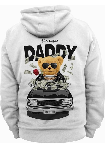 The Sugar Daddy Beyaz Kapüşonlu Sweatshirt Kalın Kumaş