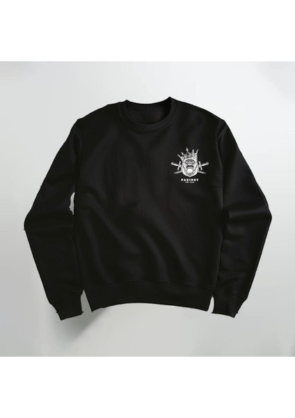 Goril Deseni Baskılı Bisiklet Yaka Sweatshirt Kalın Kumaş 3 Iplik