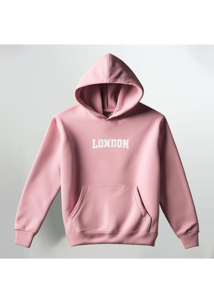 London Baskılı Kapüşonlu Sweatshirt Hoodie Kalın Kumaş 3 Iplik Şardonlu