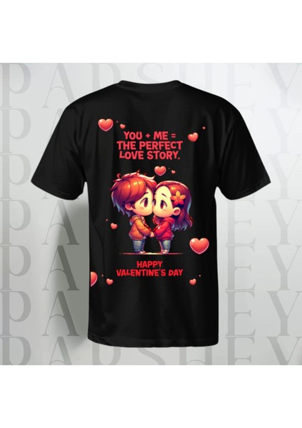 The Perfect Love Story Sırt Baskılı Bisiklet Yaka Pamuk Oversize T-Shirt