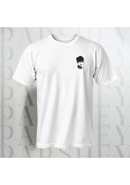 Atatürk Baskılı Oversize Beyaz Yarım Kollu Bisiklet Yaka Pamuk T-Shirt
