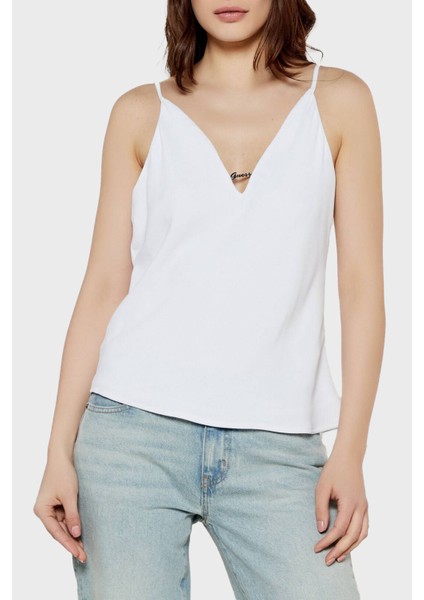 Caroline Regular Fit V Yaka Logolu Top W5GH58WGLD2 Bayan Top W5GH58 Wgld2 G011