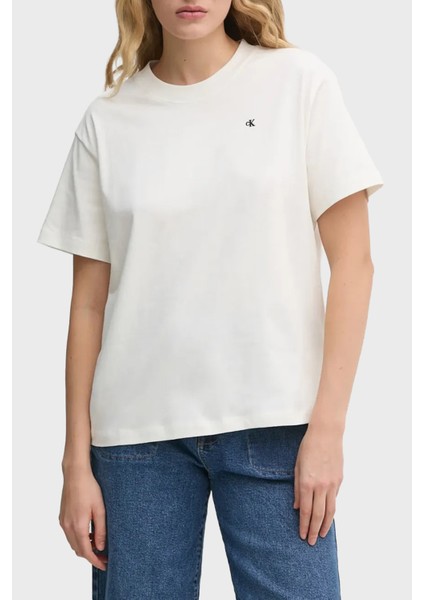 Pamuklu Logo Baskılı Regular Fit Bisiklet Yaka T Shirt J20J225238YAS Bayan T Shirt J20J225238 Yas
