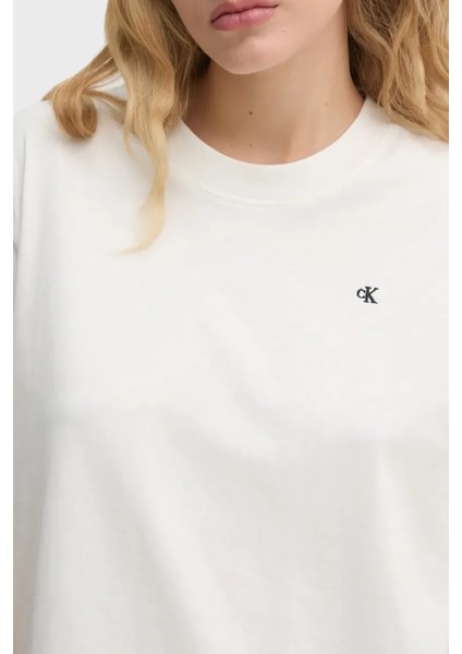 Pamuklu Logo Baskılı Regular Fit Bisiklet Yaka T Shirt J20J225238YAS Bayan T Shirt J20J225238 Yas fırsatları