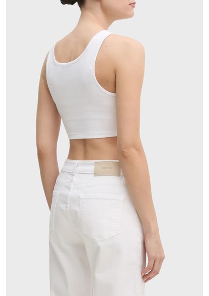 Logolu Streç Pamuklu Slim Fit V Yaka Top J20J225308YAA Bayan Top J20J225308 Yaa fiyatları