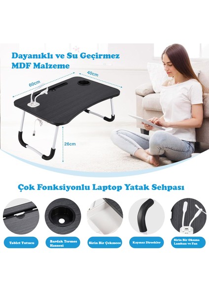 Laptop Sehpası Usbli Yatak Masası Mdf Laptop Masası Çalışma Yatak Sehpası Laptop Çalışma Masası