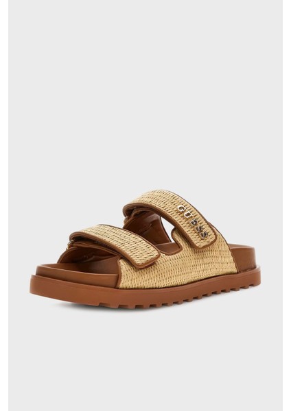 Fadelize Çift Bantlı Logolu Terlik FLJFDEFAP19 Bayan Terlik Fljfde FAP19 Tan modelleri