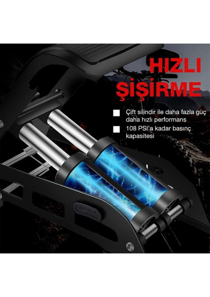KB5402D Çift Pistonlu Dokunmatik Dijital Basınç Göstergeli Ayak Pompası + Taşıma Kılıfı