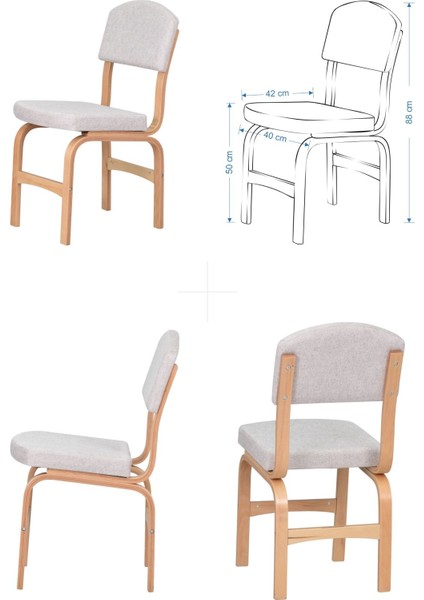 Ege Sandalye Avanos Ahşap Mdf Kanatlı Mutfak Masası Takımı - 70 x 70+70 cm