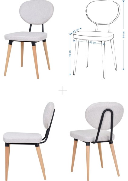 Deniz Sandalye Argos Ahşap Mdf Yuvarlak Sabit Mutfak Masası Takımı - 90 x 90 cm