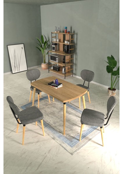 Deniz Sandalye Argos Ahşap Mdf Sabit Mutfak Masası Takımı - 70 x 120 cm