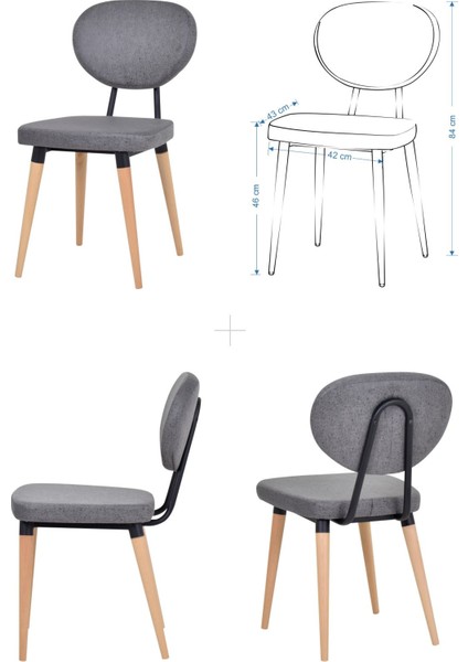 Deniz Sandalye Argos Ahşap Mdf Sabit Mutfak Masası Takımı - 70 x 120 cm