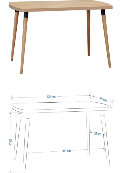 Deniz Sandalye Argos Ahşap Mdf Sabit Mutfak Masası Takımı - 70 x 120 cm