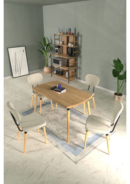 Deniz Sandalye Argos Ahşap Mdf Sabit Mutfak Masası Takımı - 70 x 120 cm