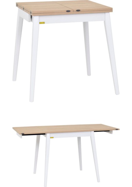 Ege Sandalye Avanos Ahşap Mdf Kanatlı Mutfak Masası Takımı - 70 x 70+70 cm
