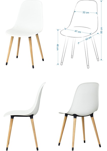 Eames Sandalye Avanos Ahşap Mdf Kanatlı Mutfak Masası Takımı - 70 x 70+70 cm