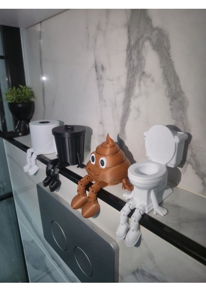 4'lü Eğlenceli Banyo Dekoratif Figür Seti /tuvalet Kağıdı, Çöp Kovası, Kaka Emojisi ,klozet Aksesua fiyatları