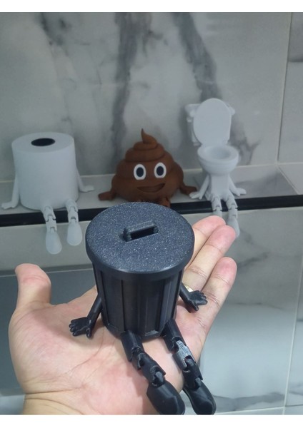 4'lü Eğlenceli Banyo Dekoratif Figür Seti /tuvalet Kağıdı, Çöp Kovası, Kaka Emojisi ,klozet Aksesua indirimleri