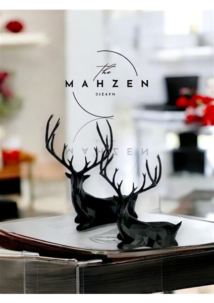 Modern Geyik Biblo 2'li Set (22 cm )
