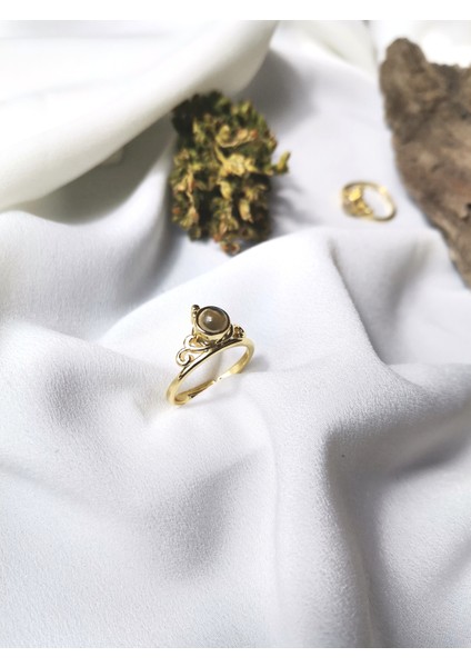 Kadın Gold Renk Moonlight Pearl 316L Çelik Ayarlanabilir Yüzük
