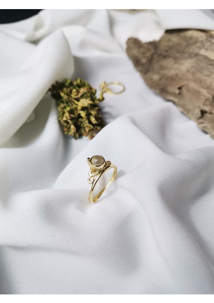 Kadın Gold Renk Moonlight Pearl 316L Çelik Ayarlanabilir Yüzük modelleri