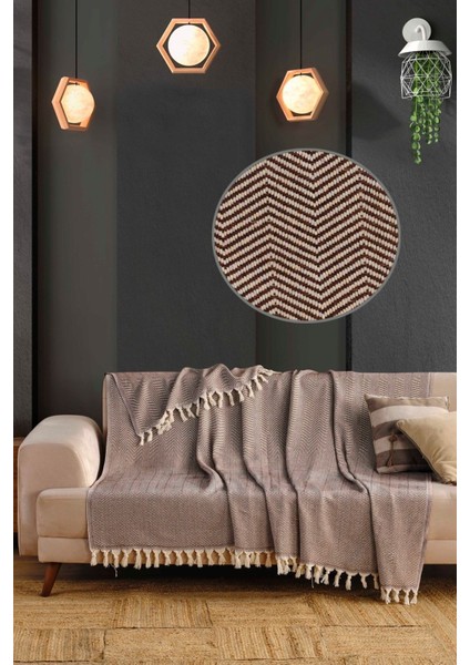 Natural Koyukahve Koltuk Örtüsü | Koltuk Şalı 180X210 Pamuk