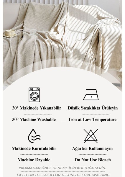 Natural Koyukahve Koltuk Örtüsü | Koltuk Şalı 180X210 Pamuk indirimleri