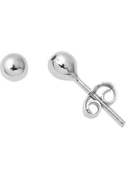 4 mm 14 Ayar Altın Beyaz Top Küpe KP098
