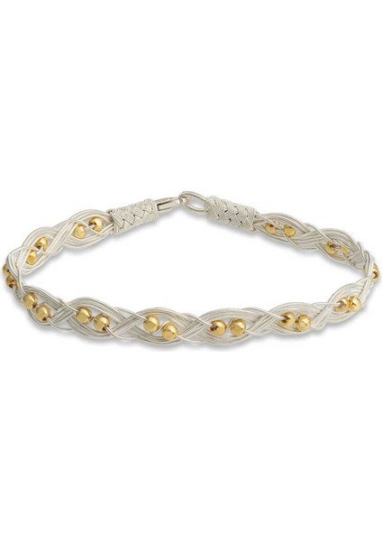 Gümüş İnci Kazaziye Örgü Bileklik