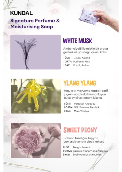 Yoğun Nemlendirici Sabun KUNDAL Signature Perfume & Moisturizing Soap (White Musk) 100gr fırsatları