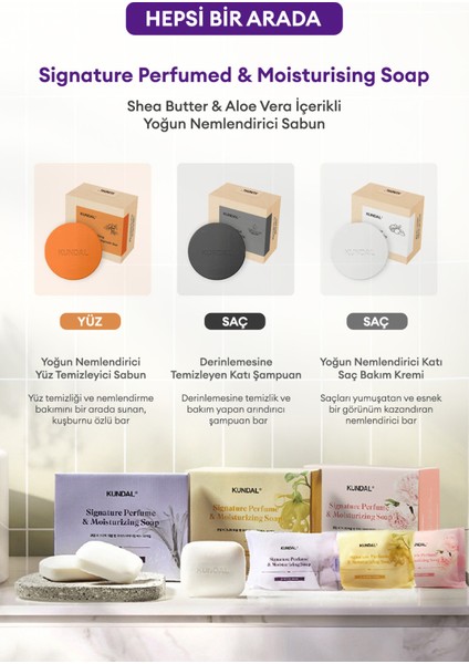 Yoğun Nemlendirici Sabun KUNDAL Signature Perfume & Moisturizing Soap (White Musk) 100gr