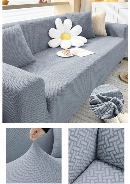 Streç Lastikli Jakarlı 3 Lu Koltuk Kılıfı Lastikli Koltuk Örtüsü Koltuk Örtüsü Çekyat Örtüsü