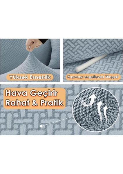 Streç Lastikli Jakarlı 3 Lu Koltuk Kılıfı Lastikli Koltuk Örtüsü Koltuk Örtüsü Çekyat Örtüsü fiyatları