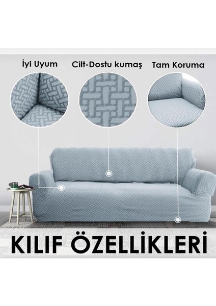 Streç Lastikli Jakarlı 3 Lu Koltuk Kılıfı Lastikli Koltuk Örtüsü Koltuk Örtüsü Çekyat Örtüsü modelleri