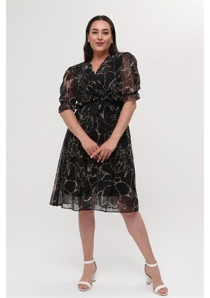 Dipmoda Kadın Astarlı Büyük Beden Şifon Elbise DPX8063 fiyatları