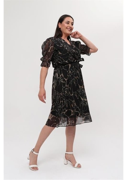 Dipmoda Kadın Astarlı Büyük Beden Şifon Elbise DPX8063 modelleri