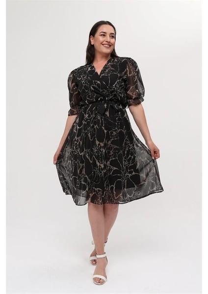 Dipmoda Kadın Astarlı Büyük Beden Şifon Elbise DPX8063 fırsatları