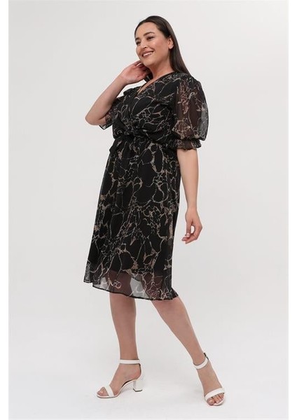 Dipmoda Kadın Astarlı Büyük Beden Şifon Elbise DPX8063 indirimleri