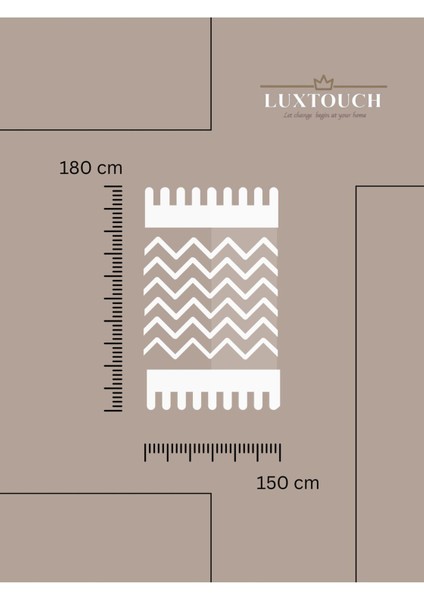 Bergama Bej Tekli Koltuk Berjer Örtüsü 150 x 180 cm Kanepe Divan Çekyat Örtüsü Pamuklu Püsküllü
