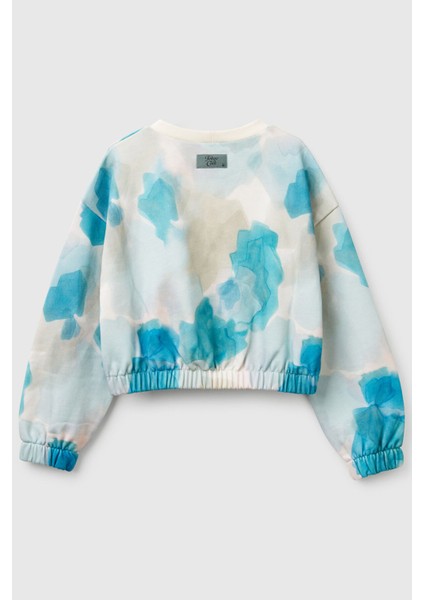 Pamuklu Desenli Regular Fit Bisiklet Yaka Sweat Kız Çocuk Sweat 35UJC10OB